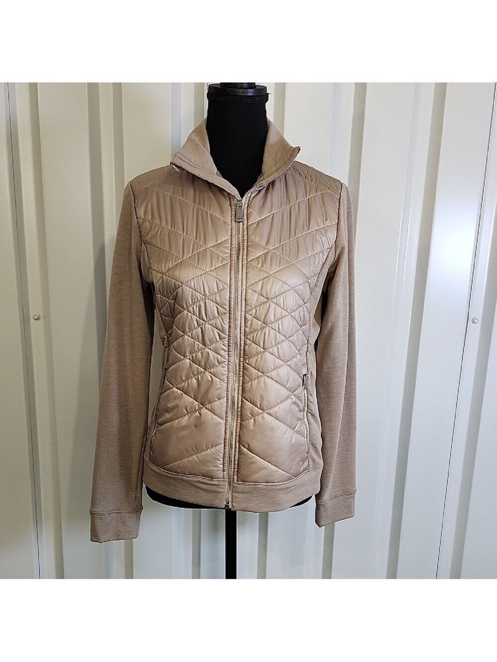 Polo Ralph Lauren Women's Beige Quilted Performance Zip Front Jacket Size Small